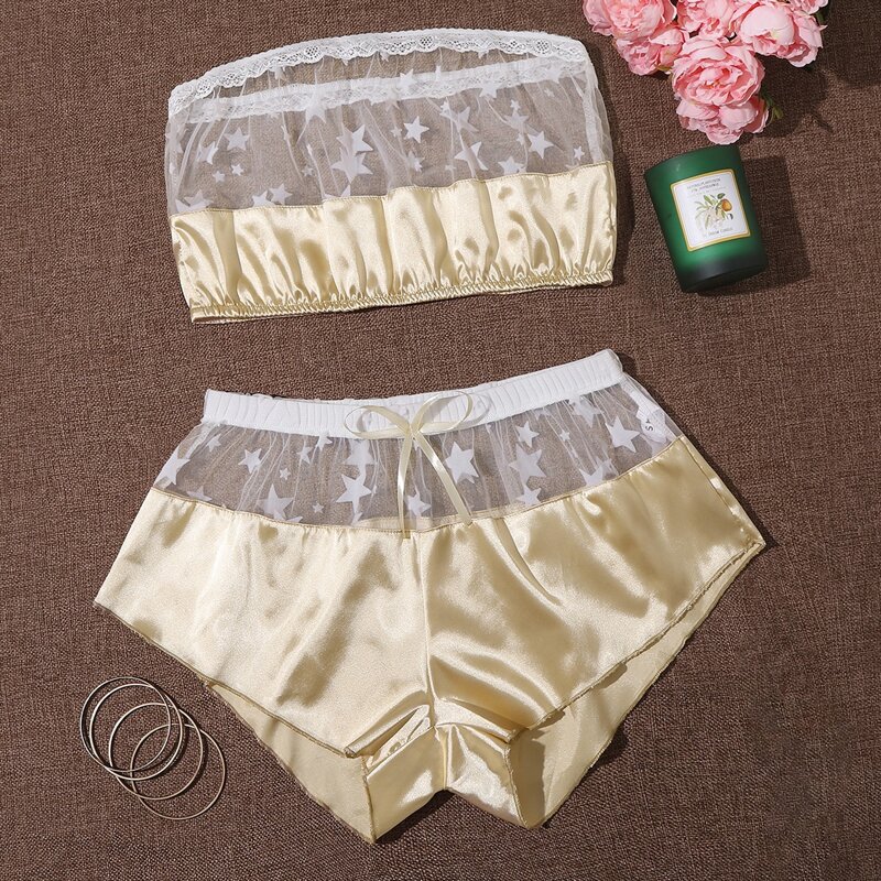 

Star Mesh Bandeau Lingerie Set, Multicolor