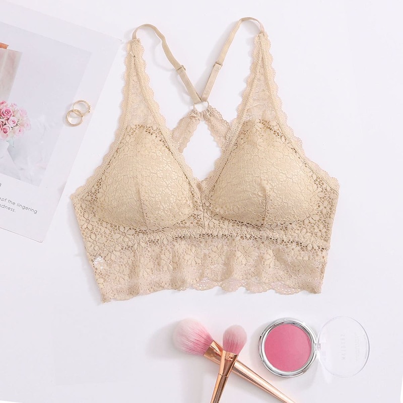 

Crisscross Lace Bralette, Apricot