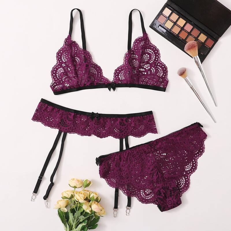 

3pack Lace Lingerie Set, Purple
