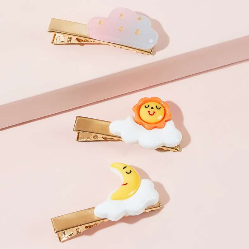 

3pcs Cloud Hair Clip, Multicolor