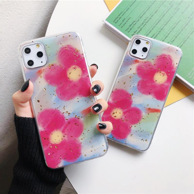 

1pc Flower Print iPhone Case, Multicolor