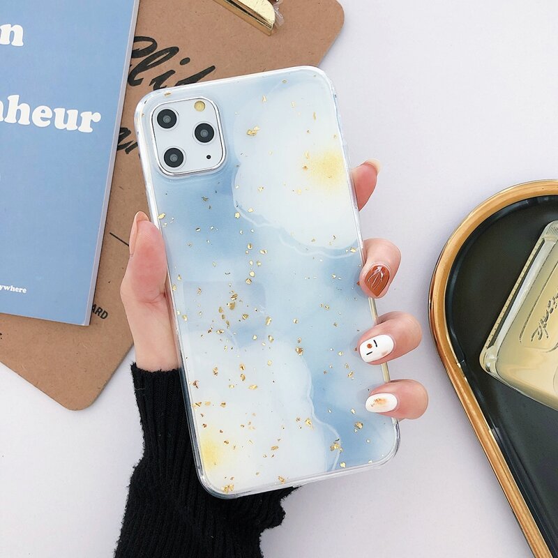 

1pc Colorblock iPhone Case, Blue