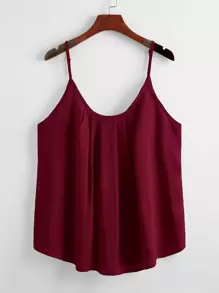 SHEIN LUNE Top de camiseta plisada de unicolor talla grande - Burdeos - Ver 1