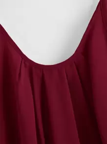 SHEIN LUNE Top de camiseta plisada de unicolor talla grande - Burdeos - Ver 3