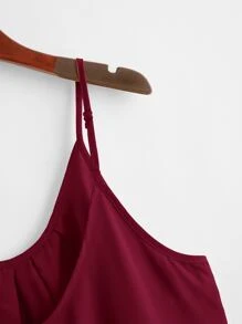 SHEIN LUNE Top de camiseta plisada de unicolor talla grande - Burdeos - Ver 4