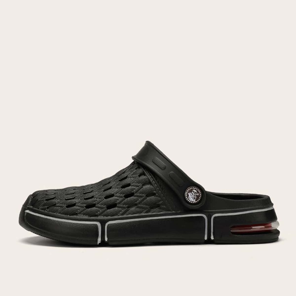 

Men Textured Hollow Out Slingback Sandals, Black
