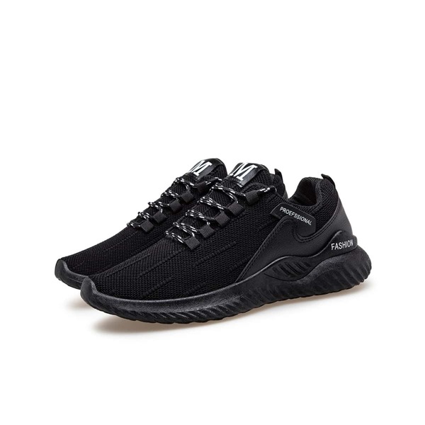 

Men Lace-up Front Knit Sneakers, Black