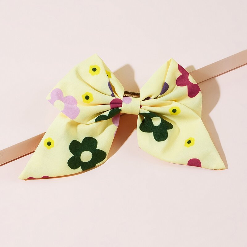 

1pc Floral Bow Hair Clip, Yellow