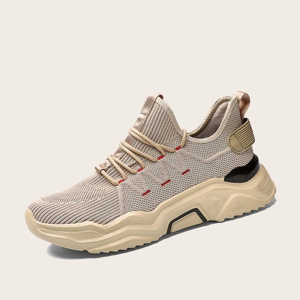 

Men Lace-up Front Knit Sneakers, Khaki