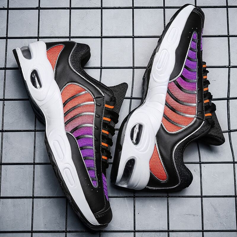 Guys Striped Graphic Mesh Panel Sneakers, Multicolor