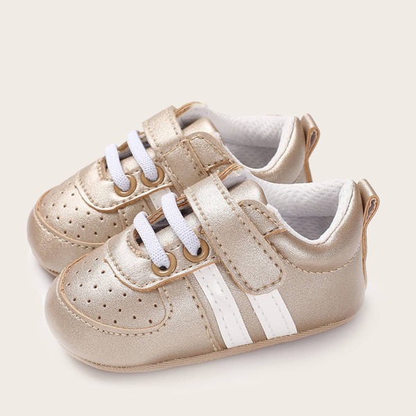 

Baby Boy Lace-up Front Striped Graphic Sneakers, Gold