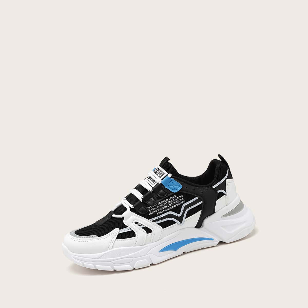 

Guys Letter Graphic Lace-up Front Sneakers, Black and white