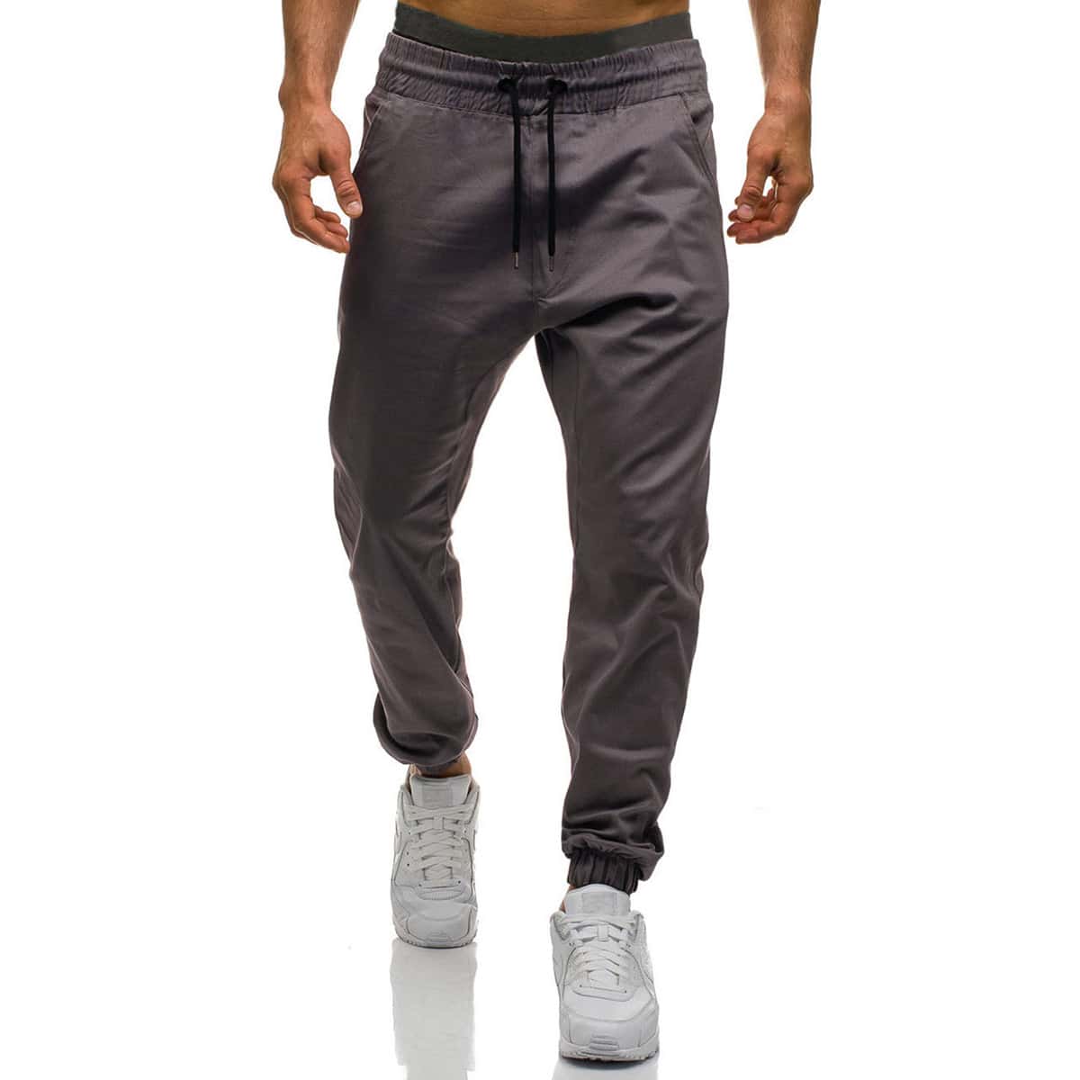 

Guys Solid Drawstring Waist Sweatpants, Grey