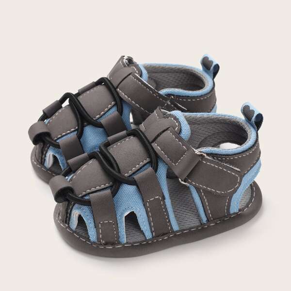 

Baby Boys Cut-out Two Tone Velcro Strap Sandals, Grey