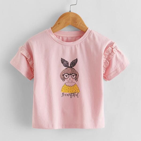 

Toddler Girls Letter & Figure Graphic Tee, Pink