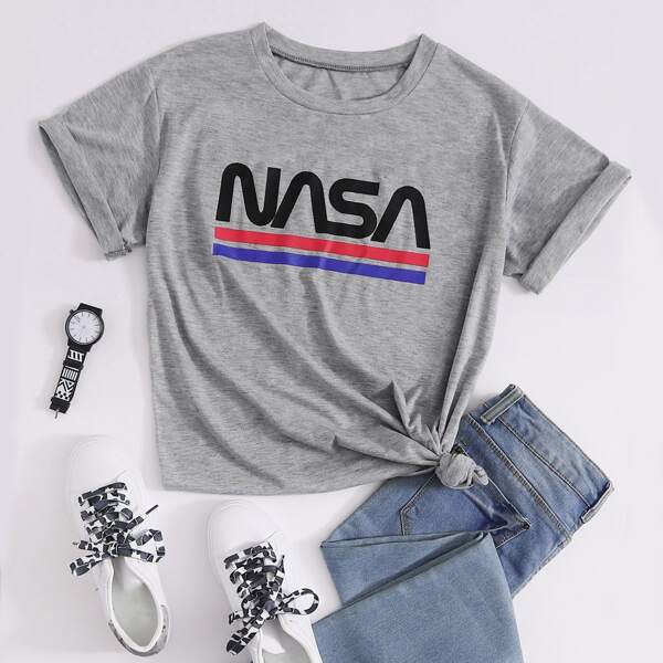 

Letter Graphic Short Sleeve Tee, Grey