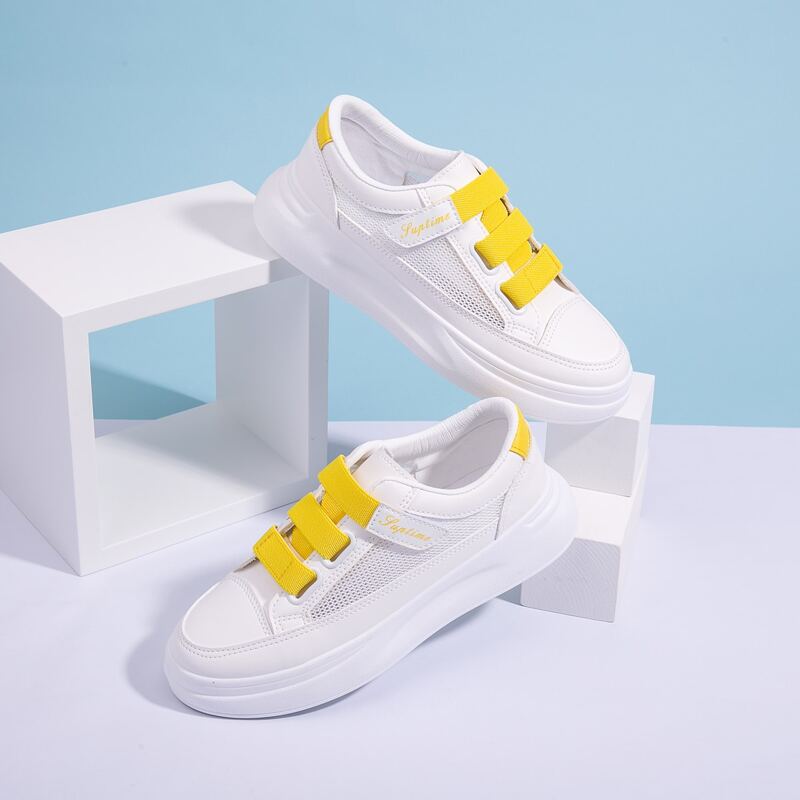 

Velcro Strap Mesh Panel Sneakers, White