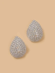 Rhinestone Decor Stud Earrings - Silver - View 2