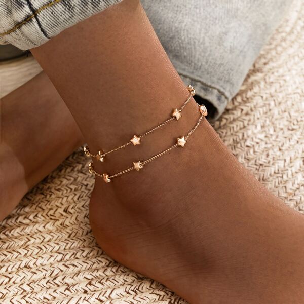 

Star Layered Anklet, Gold