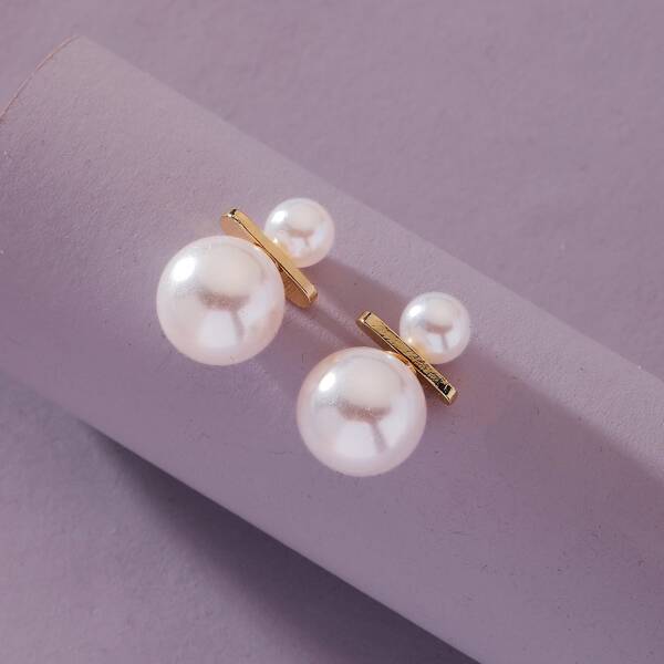 

Faux Pearl Decor Earring Jackets, White