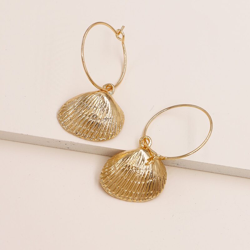 

Shell Charm Drop Earrings, Gold