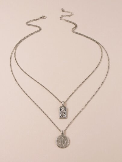 Geometric Charm Layered Necklace
