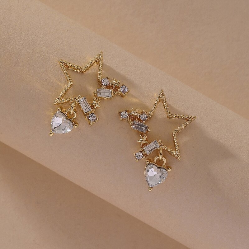 

Heart Charm Drop Earrings, Gold