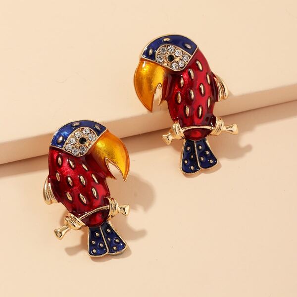 

Parrot Shaped Stud Earrings, Red