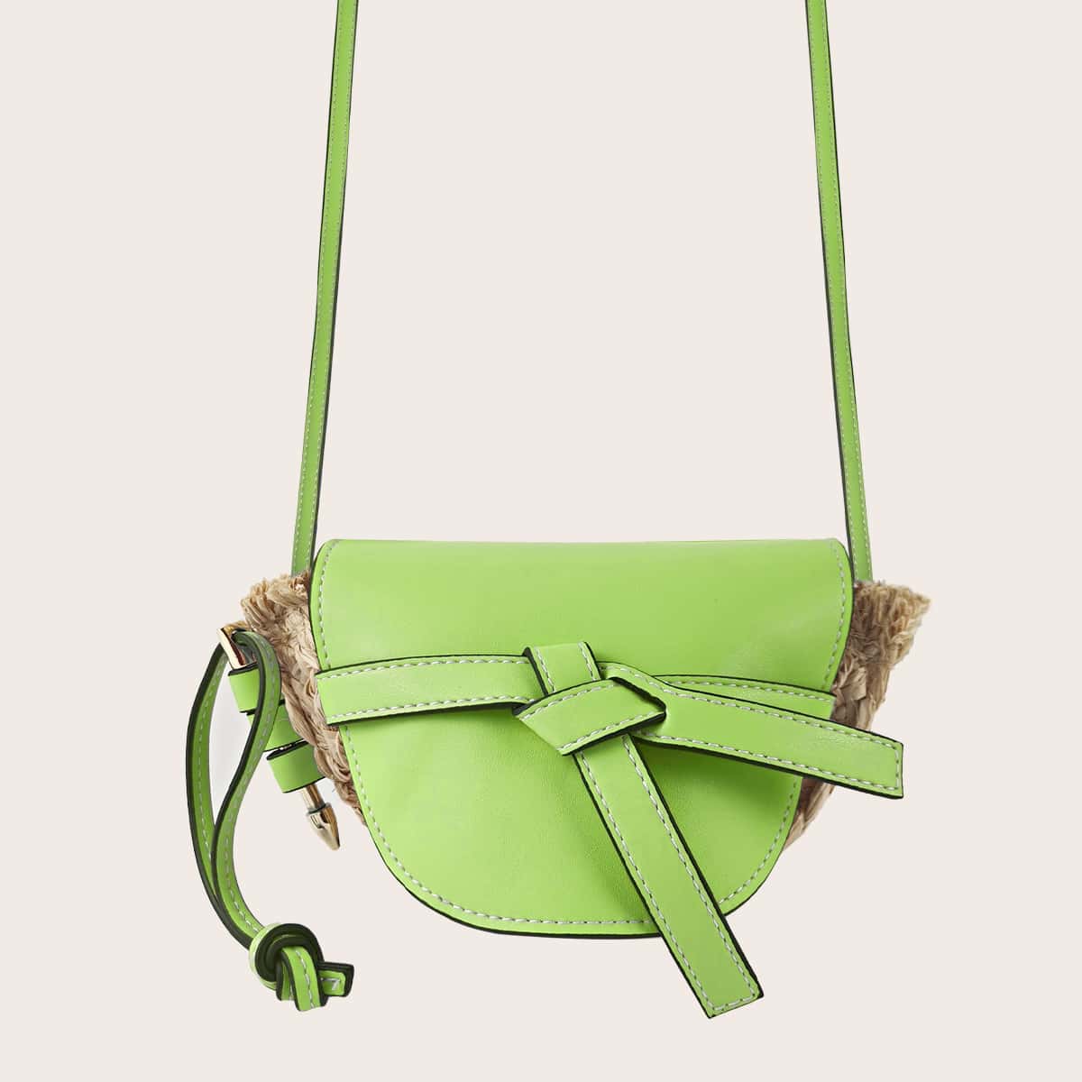 

Knot Decor Crossbody Bag, Green