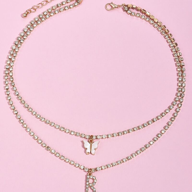 

Letter Charm Layered Necklace, Gold