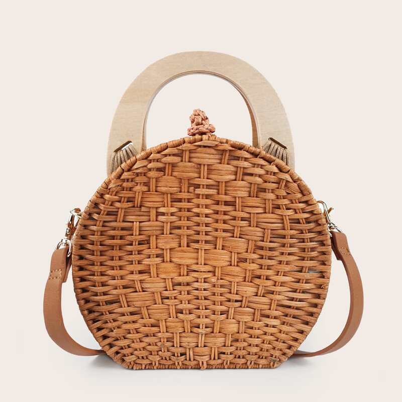 

Rattan Satchel Bag, Brown