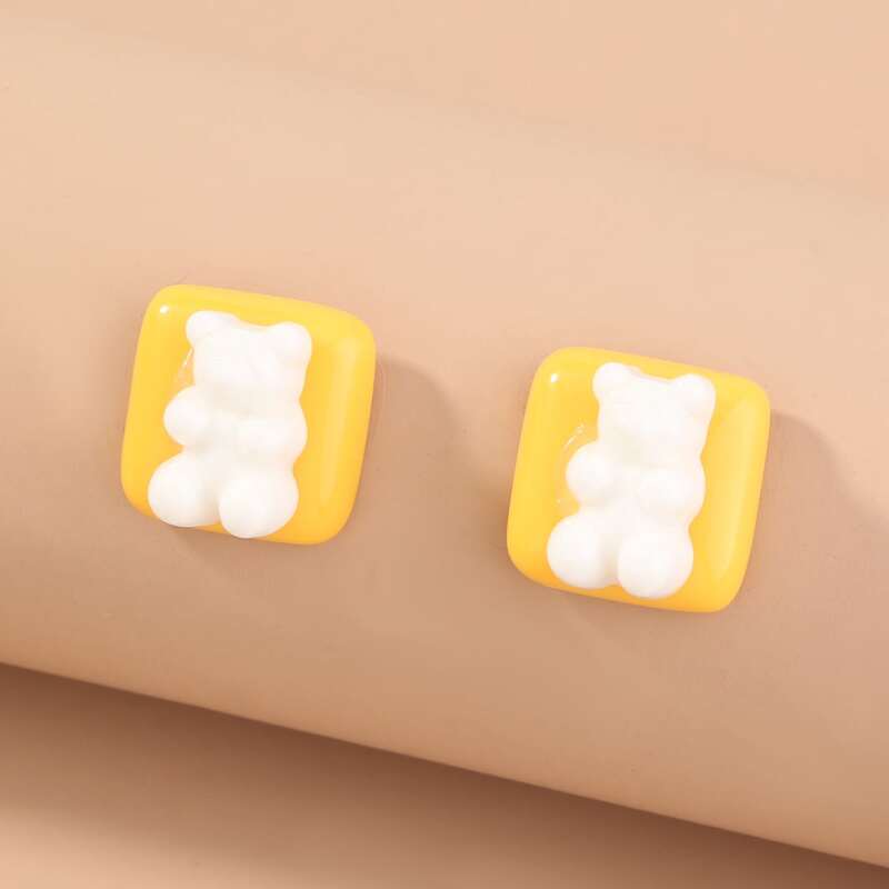 

Bear Decor Stud Earrings, Yellow