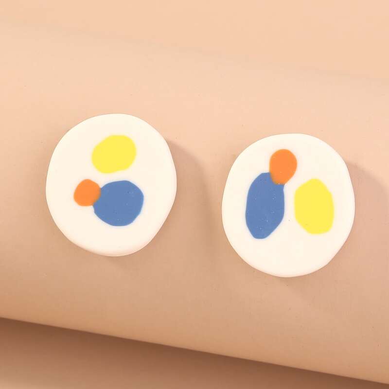 

Color Block Stud Earrings, White