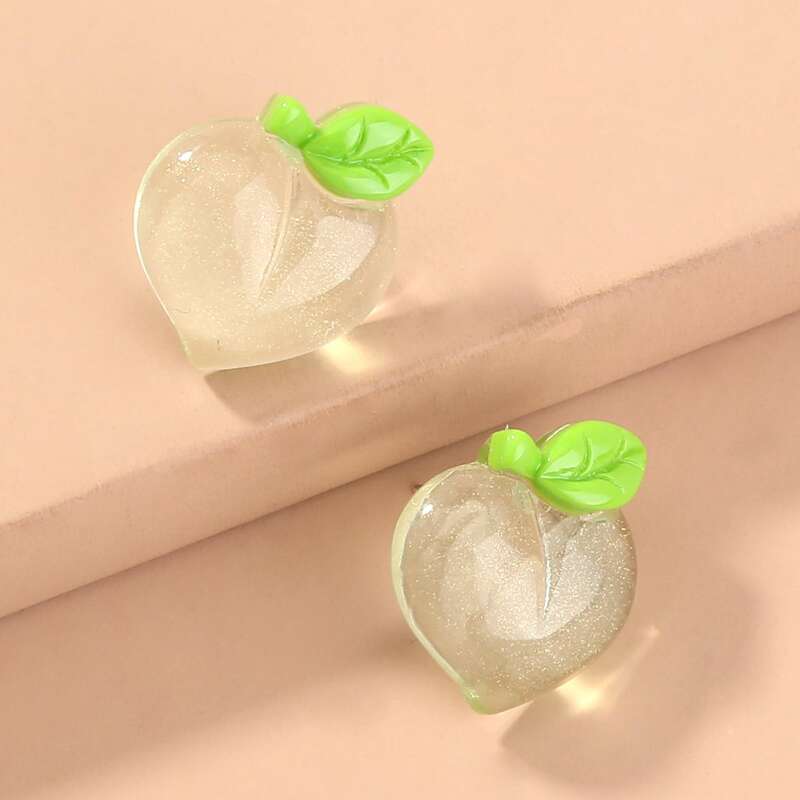 

Peach Shaped Stud Earrings, Green