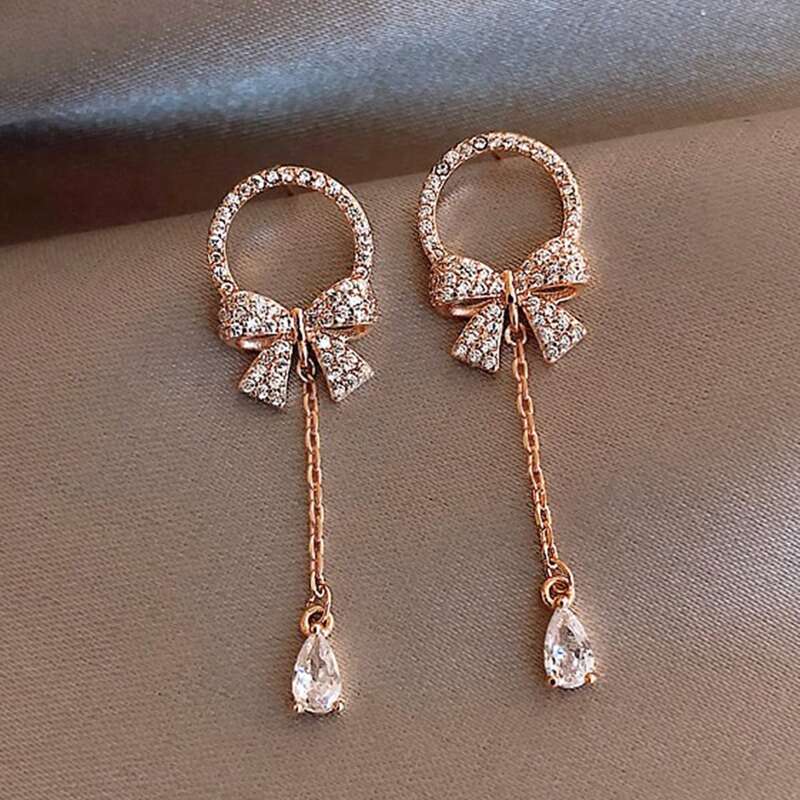 

Bow Decor Drop Earrings, Gold