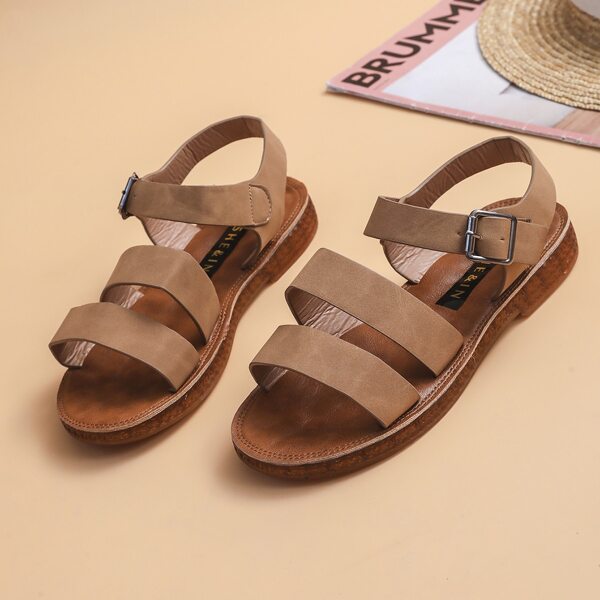 

Open Toe Ankle Strap Sandals, Brown