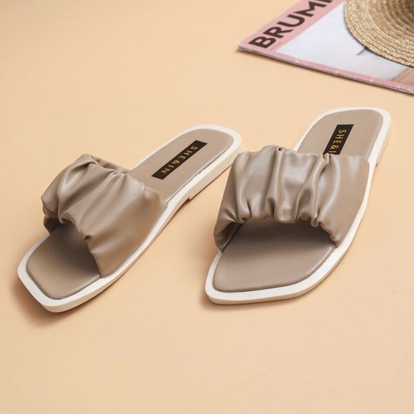 

Минималистские тапочки с открытым носком, Коричневые