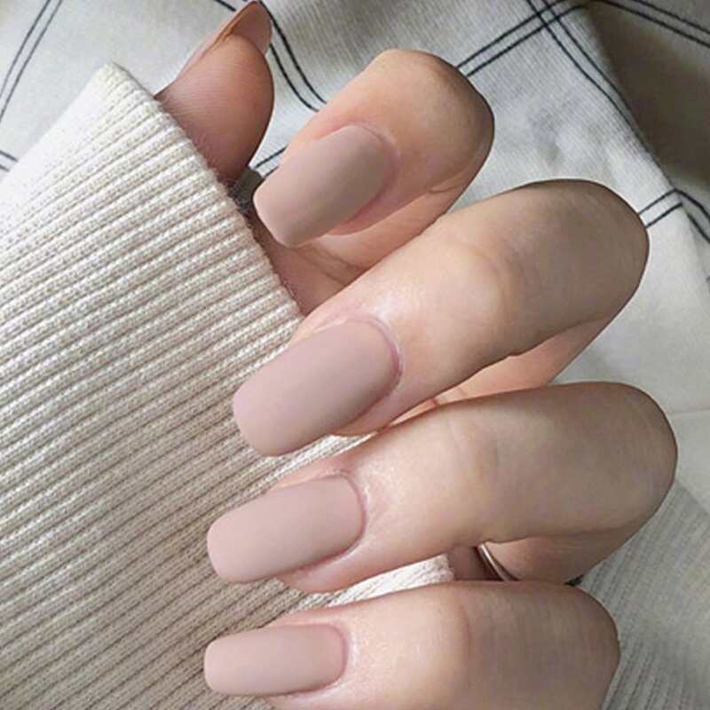 

24pcs Frosted Fake Nail & Double-sided Tape, Pink