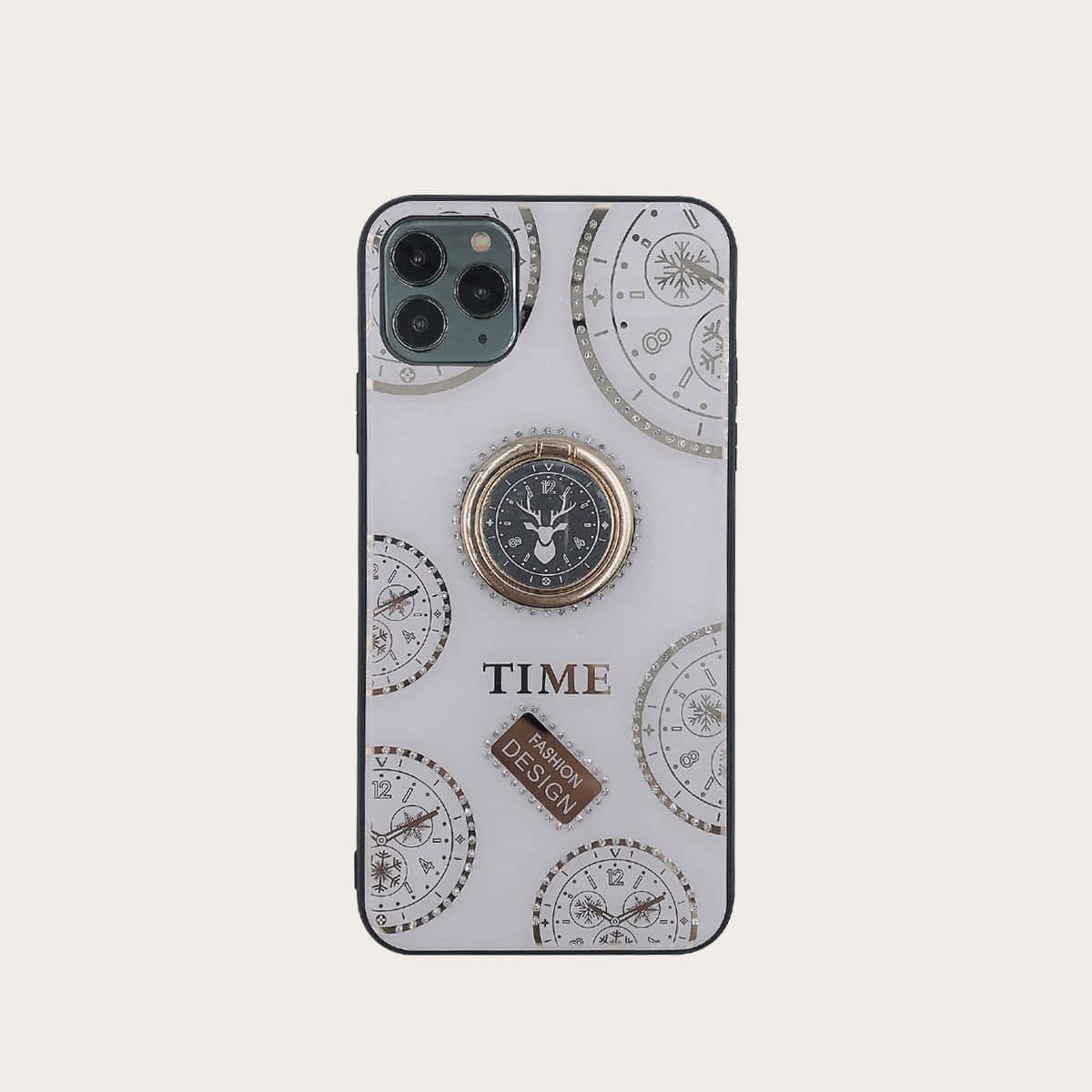 

Time Gear Print iPhone Case With Ring, Multicolor