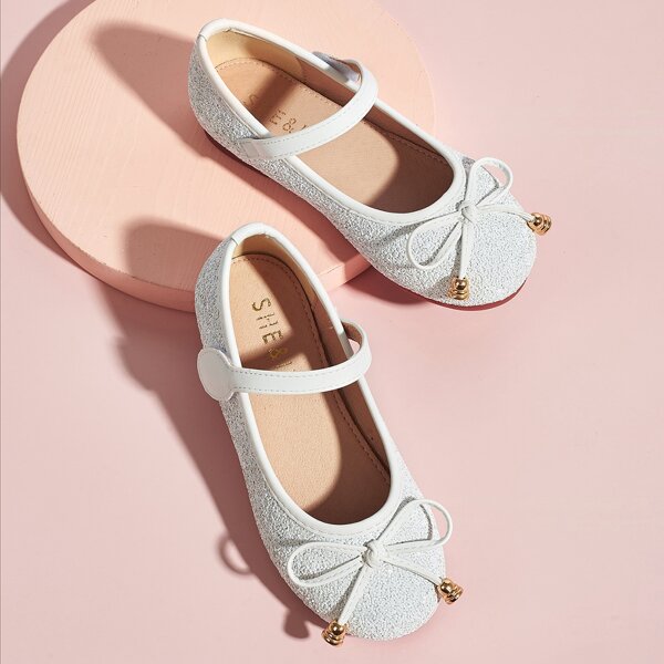

Toddler Girls Bow Decor Flats, White