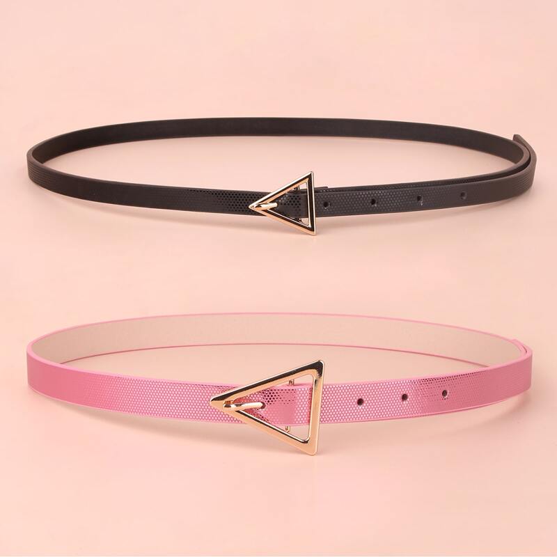 

2pcs Triangle Buckle Belt, Multicolor