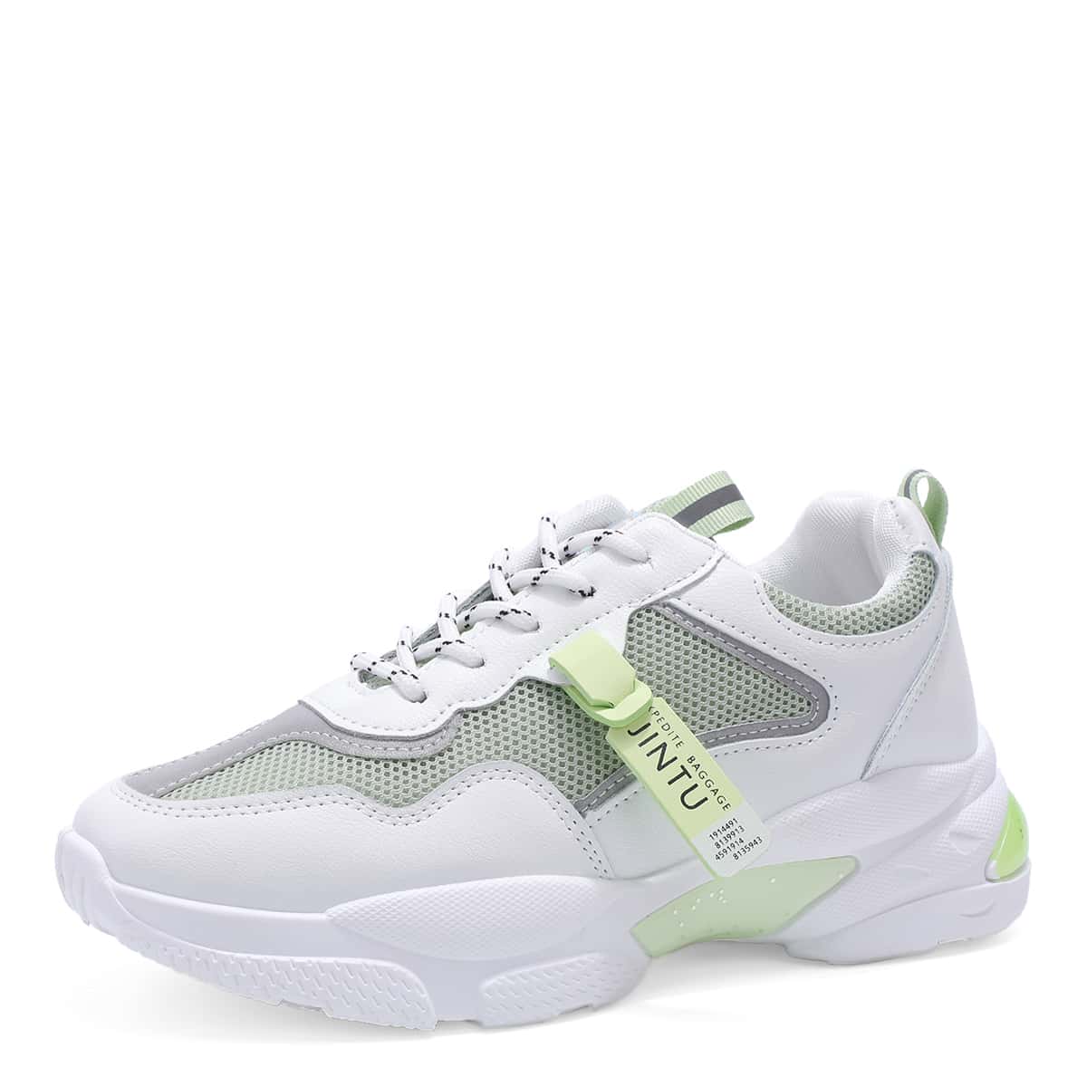 

Lace-up Front Mesh Panel Chunky Sneakers, Multicolor