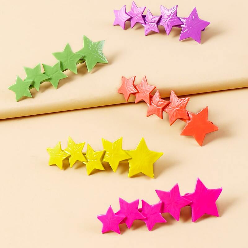 

5pcs Star Decor Hair Clip, Multicolor