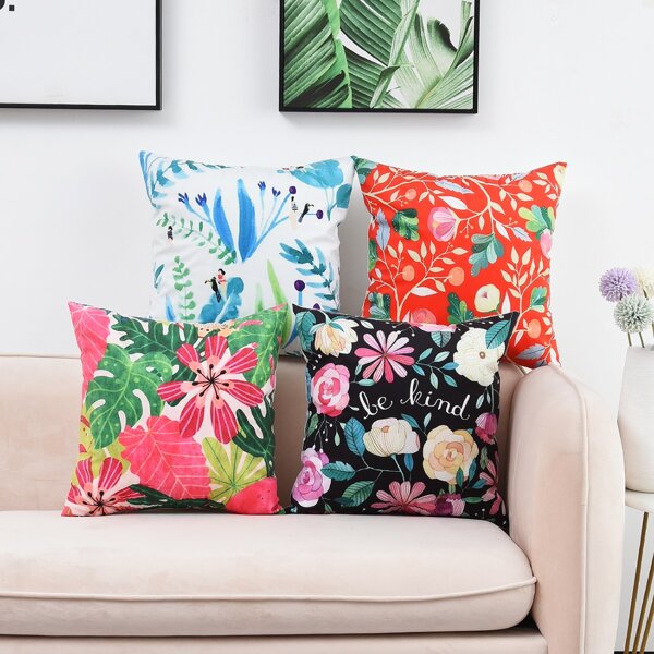 

1pc Floral Pattern Cushion Cover Without Filler, Multicolor