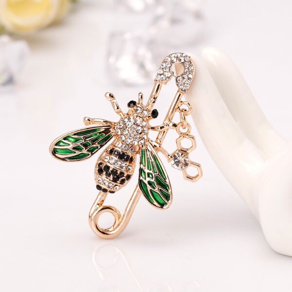

Rhinestone Bee Design Brooch, Gold