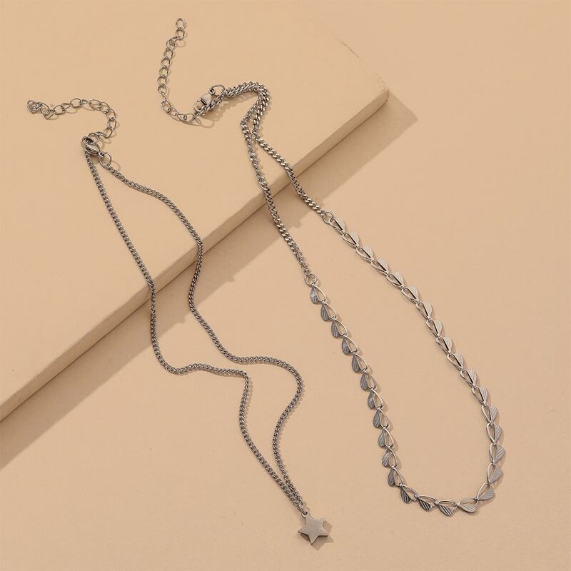

2pcs Star Charm Necklace, Silver