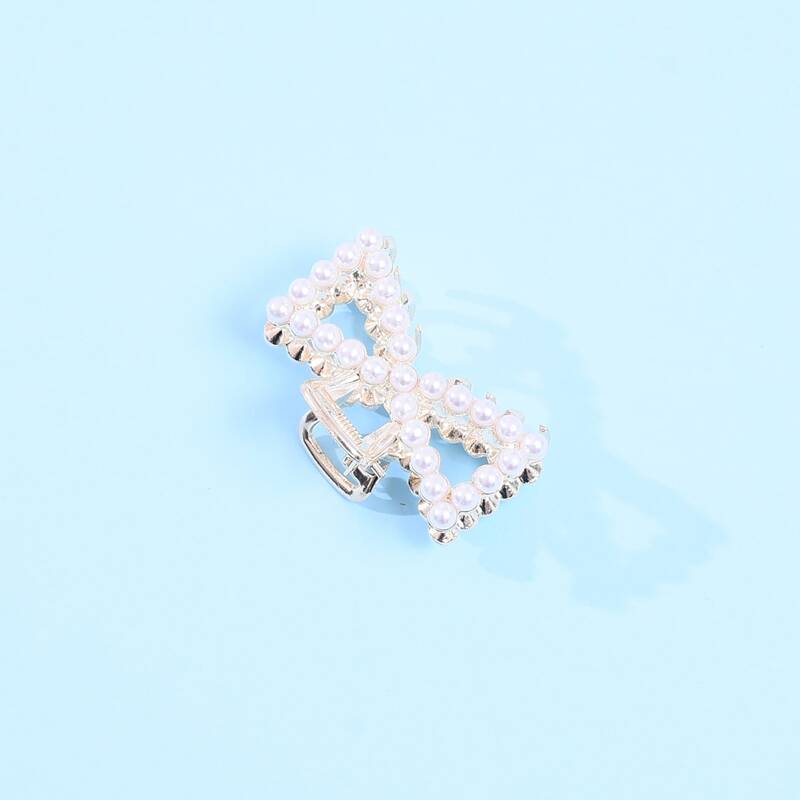 

Faux Pearl Decor Hair Claw, Silver