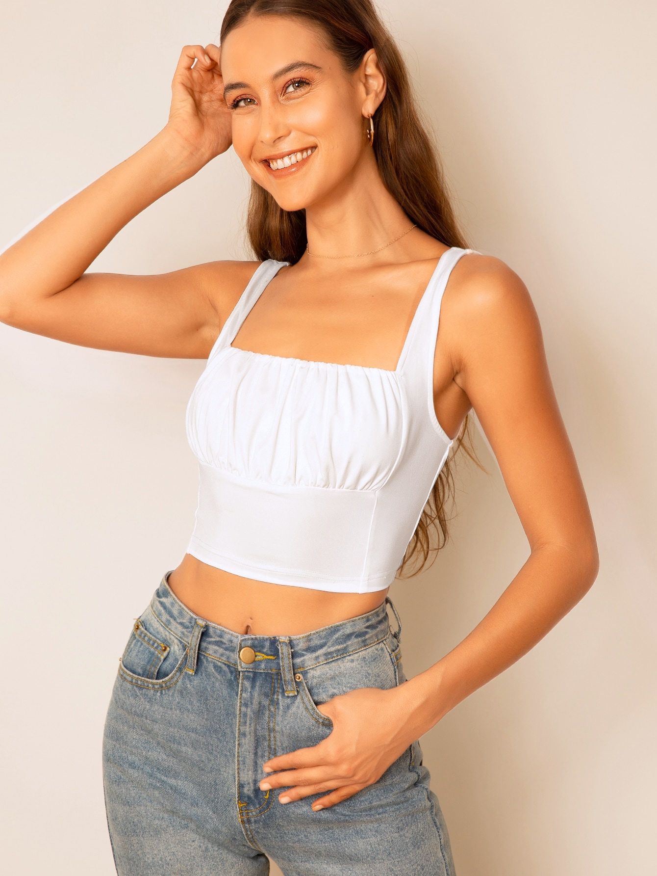 Ruched Bust Crop Tank Top thumbnail