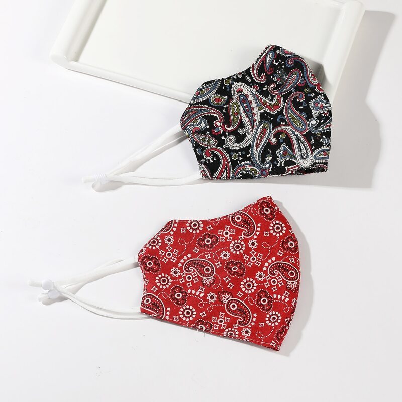 

2pcs Paisley Pattern Face Mask, Multicolor