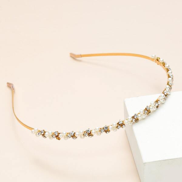 

Faux Pearl Decor Hair Hoop, Gold